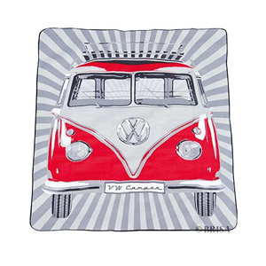 Deka pikniková VW T1 Bulli Bus 200x150 cm s taškou ČERVENÁ